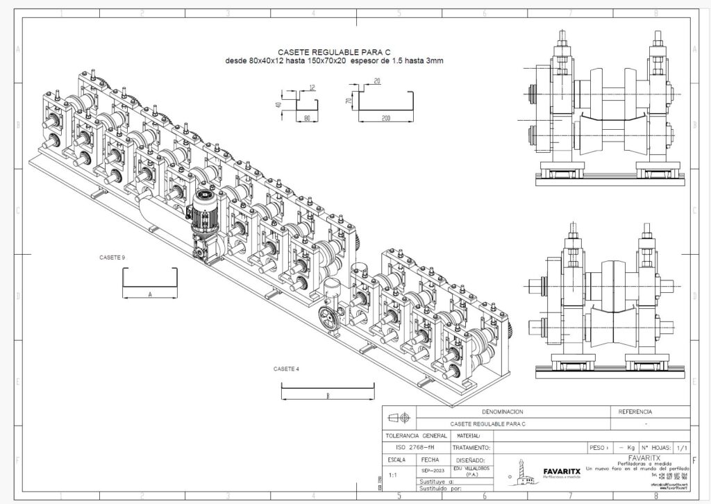 Sistema flexible diseñado por Favaritx para la producción de perfiles en C